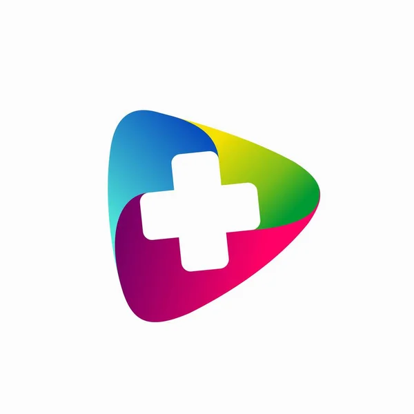 Medical Logo Formed Play Button — Stock Vector