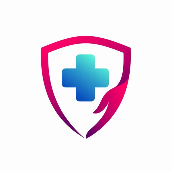 Shield Logo Accompanied Health Symbol — Stock Vector