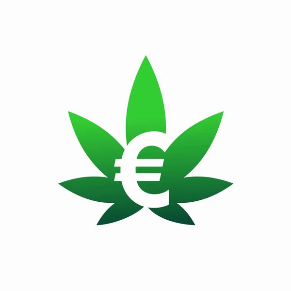 Logotipo Cannabis Acompañado Euro Símbolo — Vector de stock