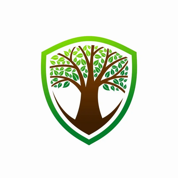 Träd Logotyp Som Bildade Sköld — Stock vektor