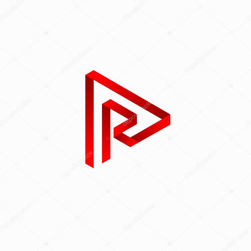 Letter R logo, triangle concept logo