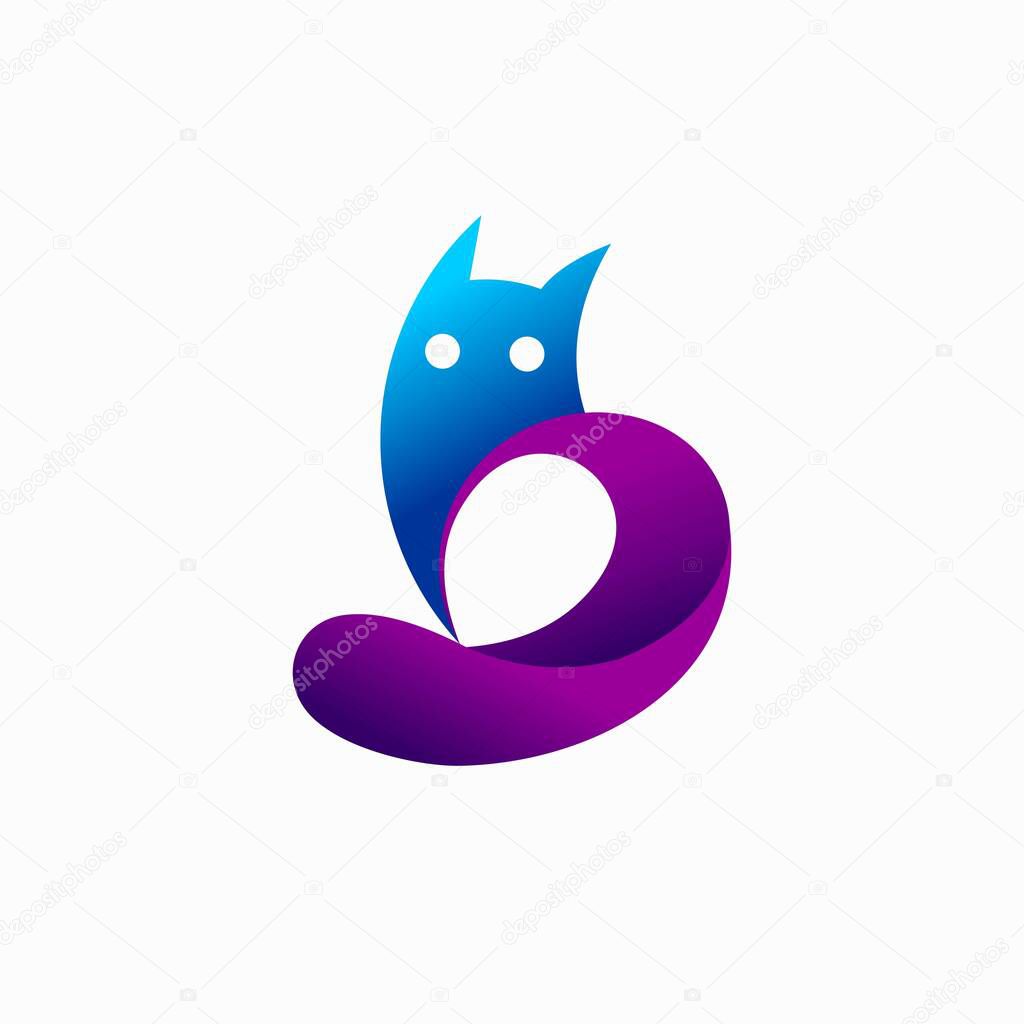 Cat logo with abstract concept