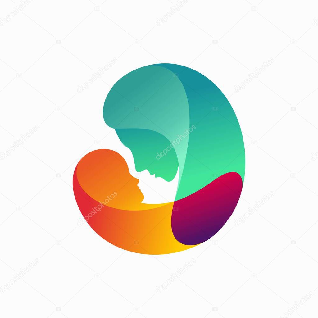 Mom and son logo with gradation concept