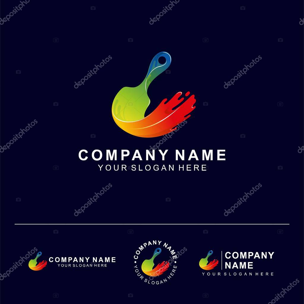 Paint brush logo and letter placement