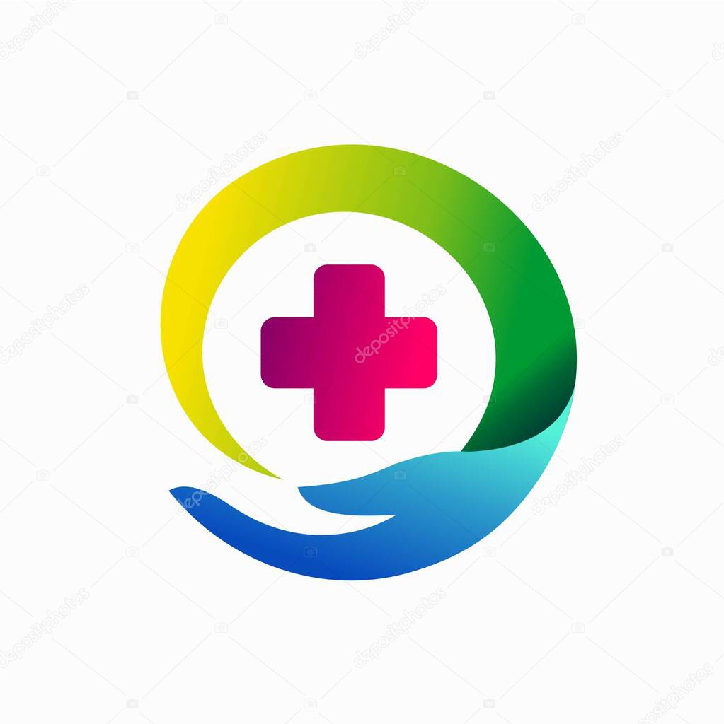 Health logo accompanied care symbol