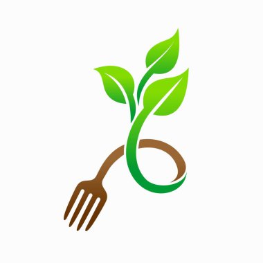 Ağaç vektör logosu, gıda logosu, vejetaryen logosu tasarımı