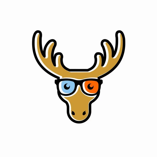 Deer Cute Logo Maskotki Szef Jelenia — Wektor stockowy