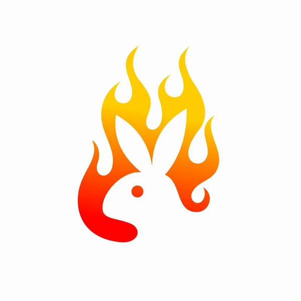 Nyúl Vektor Logó Tűz Logó Tervezés — Stock Vector