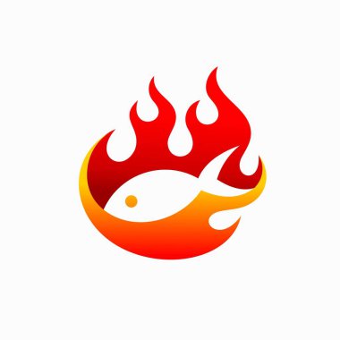 Izgara balık logosu, balık vektör logosu.