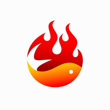 Izgara balık logosu, balık vektör logosu.