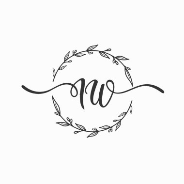 bohem şablon logosu, yaprak süsleme vektörü