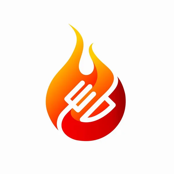 Σχεδιασμός Λογότυπου Κρέατος Μπριζόλας Σχεδιασμός Λογότυπου Φωτιάς — Διανυσματικό Αρχείο