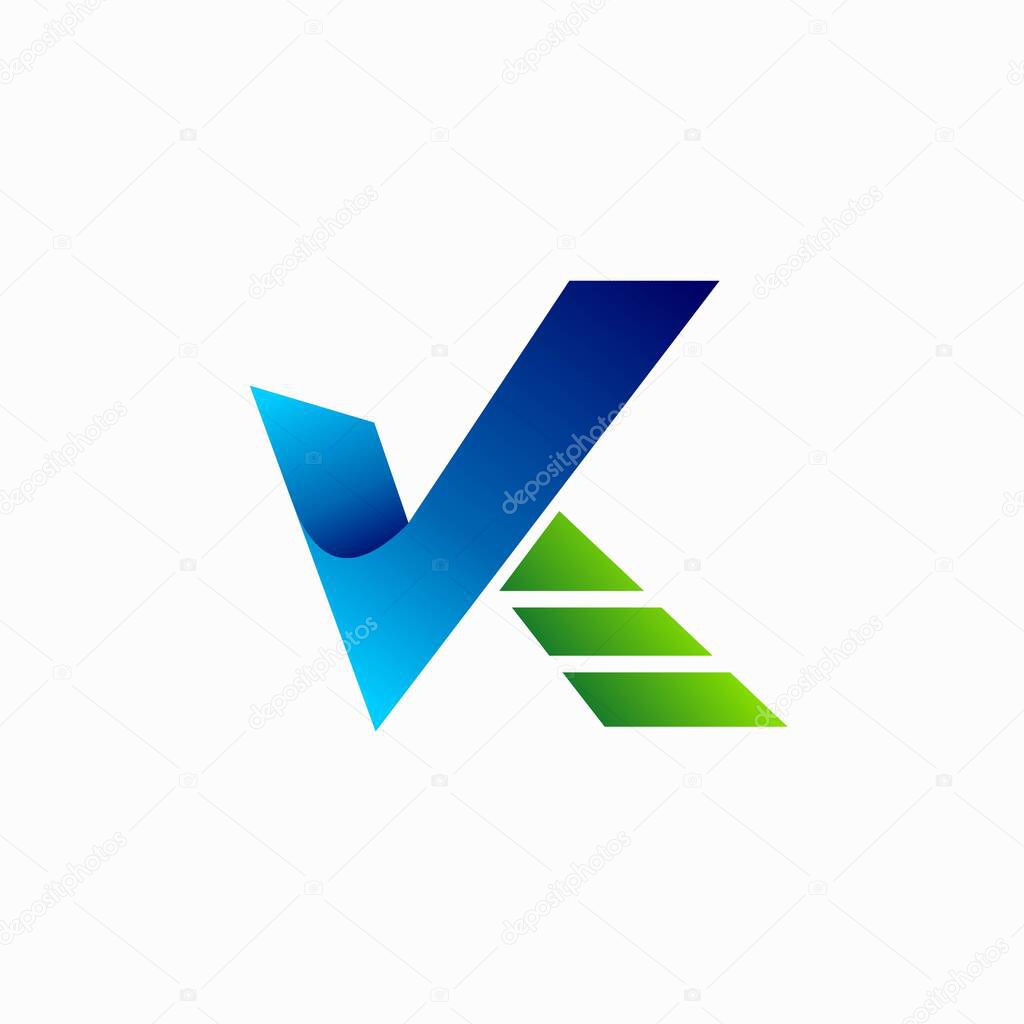 Check mark symbol, letter k logo design