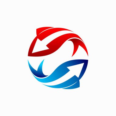 balık logosu tasarımı, geri dönüşüm vektör logosu