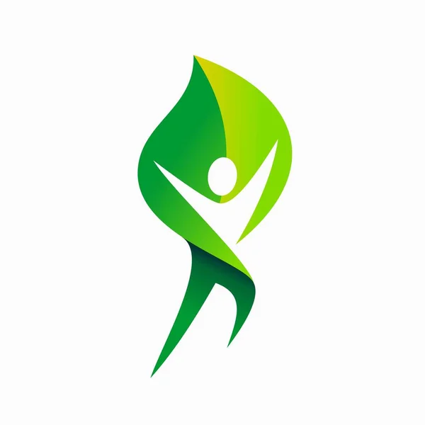 Leaf Logo Ontwerp Vrolijke Mensen Vector — Stockvector