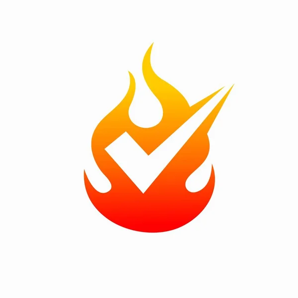 Feuer Symbol Vektor Häkchen Logo — Stockvektor