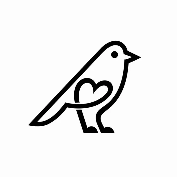 Corazón Con Logo Pájaro Vector Pájaro Amor — Archivo Imágenes Vectoriales