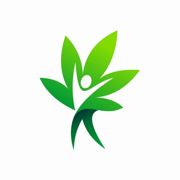 Дизайн Логотипу Канабісу Вектор Щасливих Людей — стоковий вектор