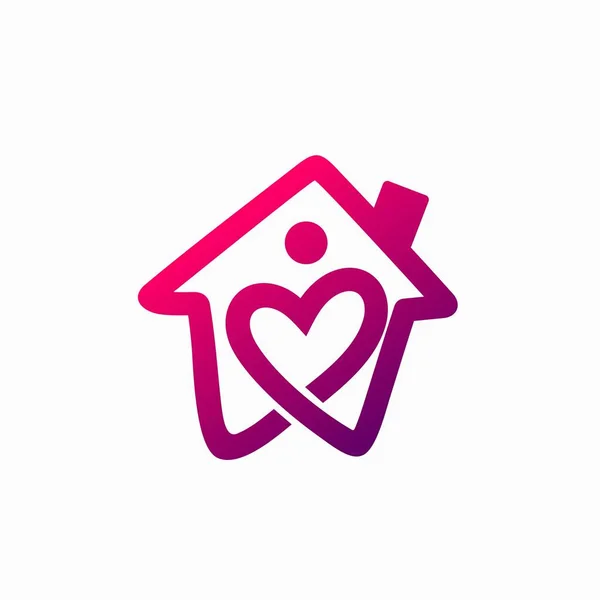 Bleiben Sie Hause Logo Liebe Vektor Logo — Stockvektor