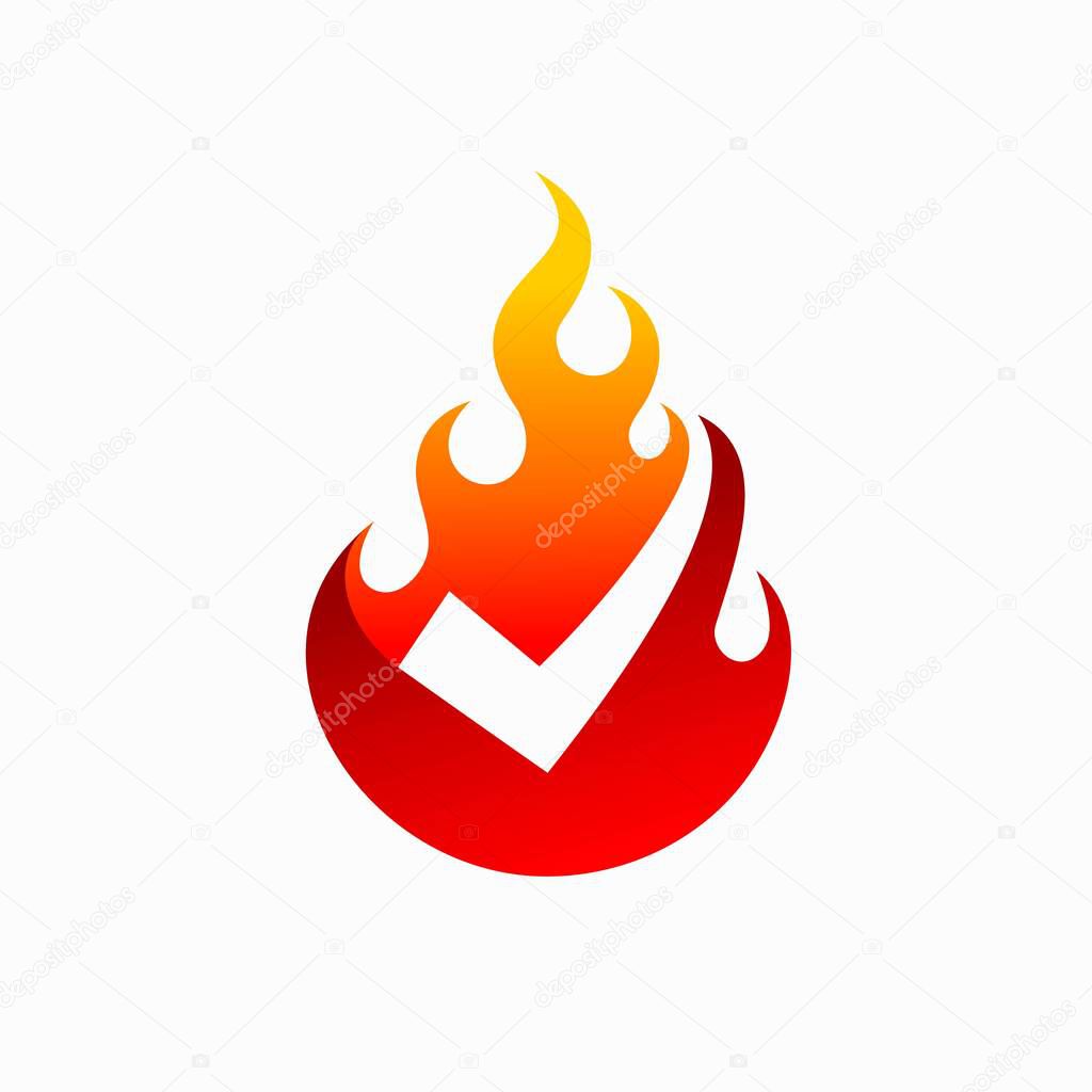 Fire icon vector, checkmark logo