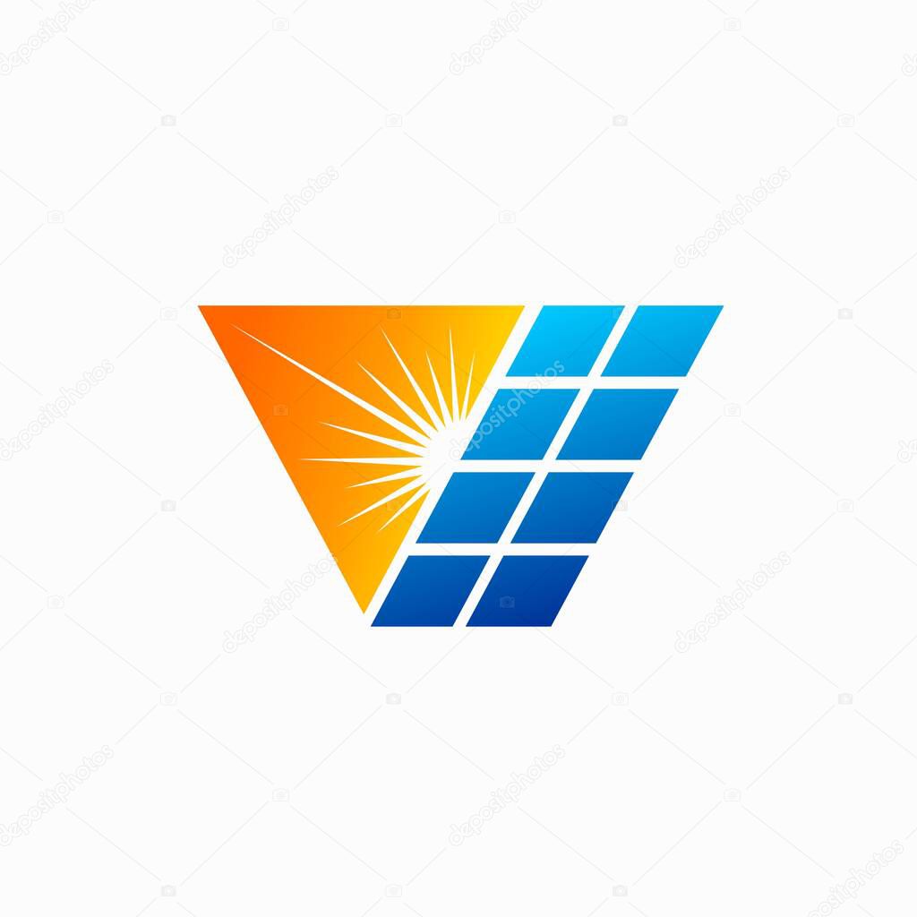 Solar logo design, letter V logo design