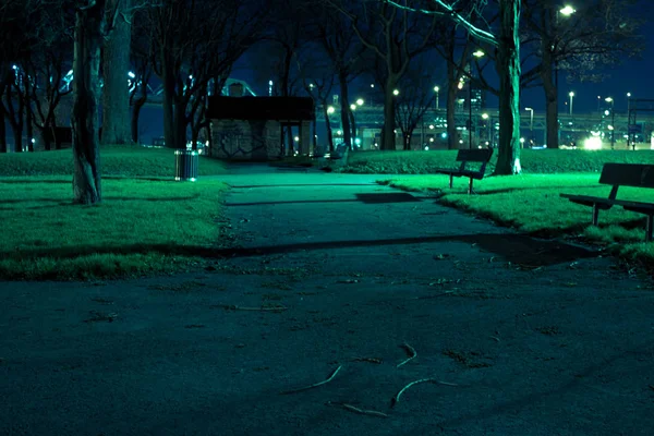 Gruseliger Park bei Nacht — Stockfoto
