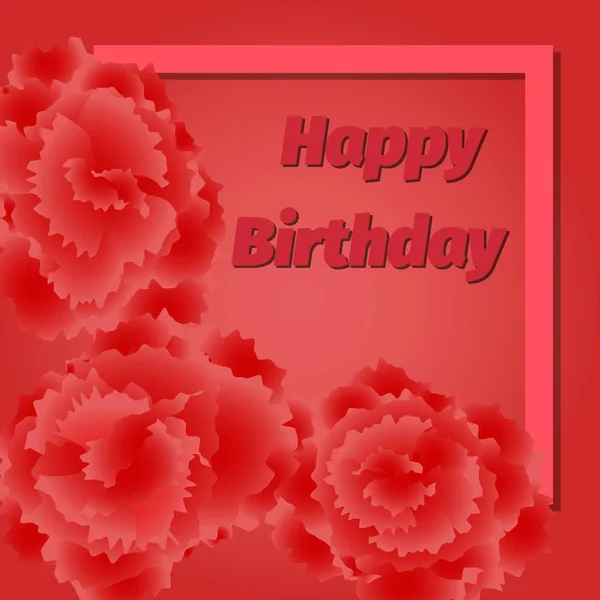 Cumpleaños rojo Floral Tarjeta de felicitación — Vector de stock