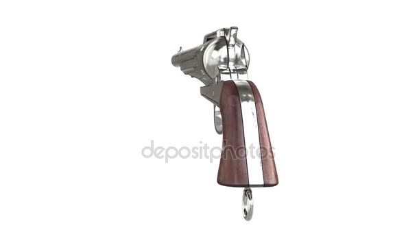 Pistola cowboy revolver cromato — Video Stock