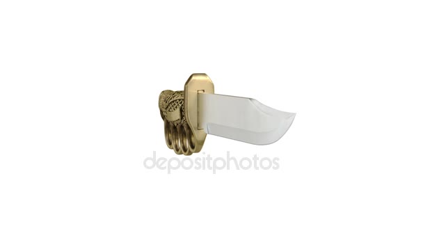 Pugnale coltello con manico decorativo dorato — Video Stock