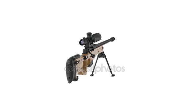 Rifle pistola de francotirador de acero negro beige — Vídeo de stock