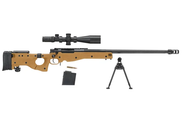 Gevär sniper svart utrustning, sidovy — Stockfoto