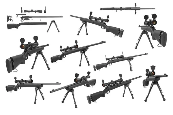 Винтовочный снайпер с оптическим комплектом оружия — стоковое фото