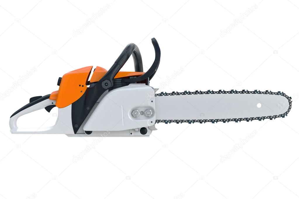 Chainsaw gasoline cutter, side view