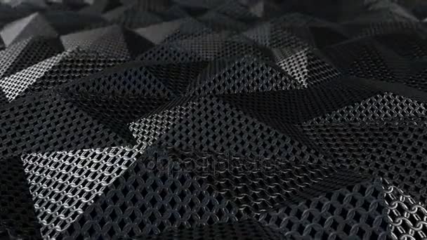 Metallic chain armor geometric background loop — Stock Video