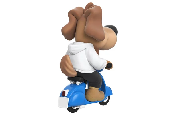 Cartoon dog on scooter — Stock Photo, Image