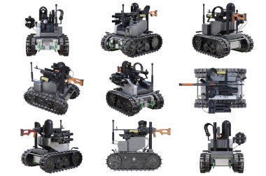 Military robot tank set clipart