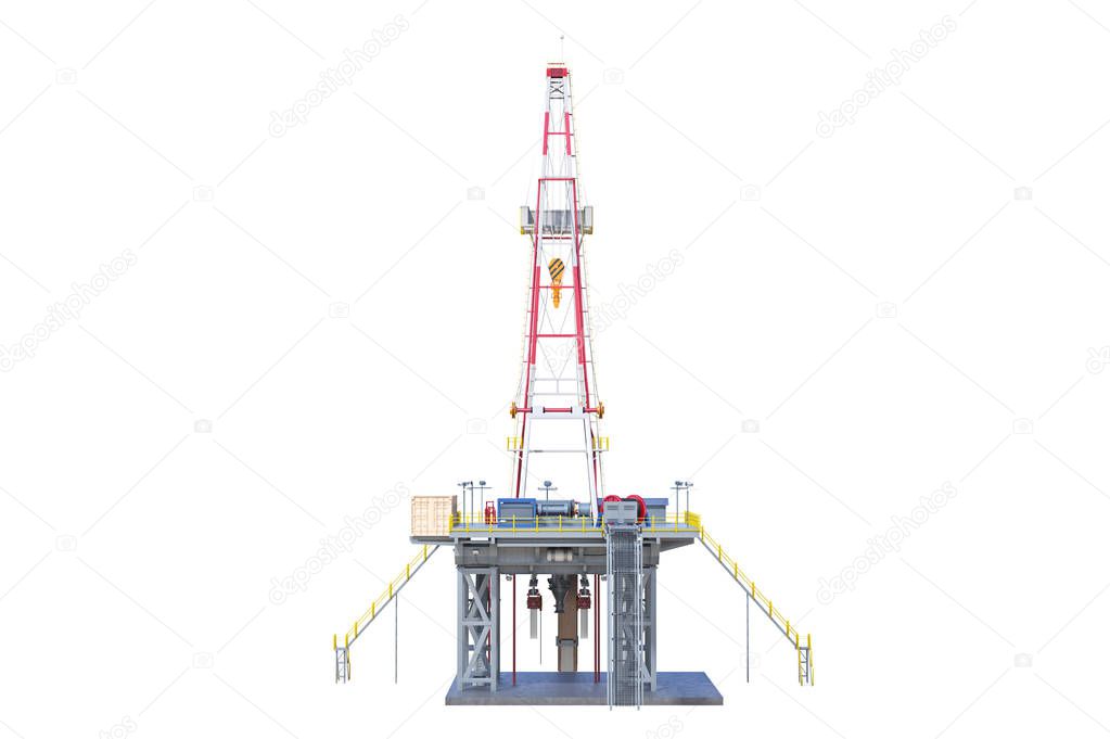 Land rig drilling, back view