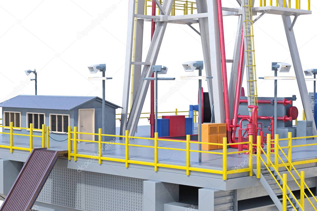 Rig platform oil production, close view
