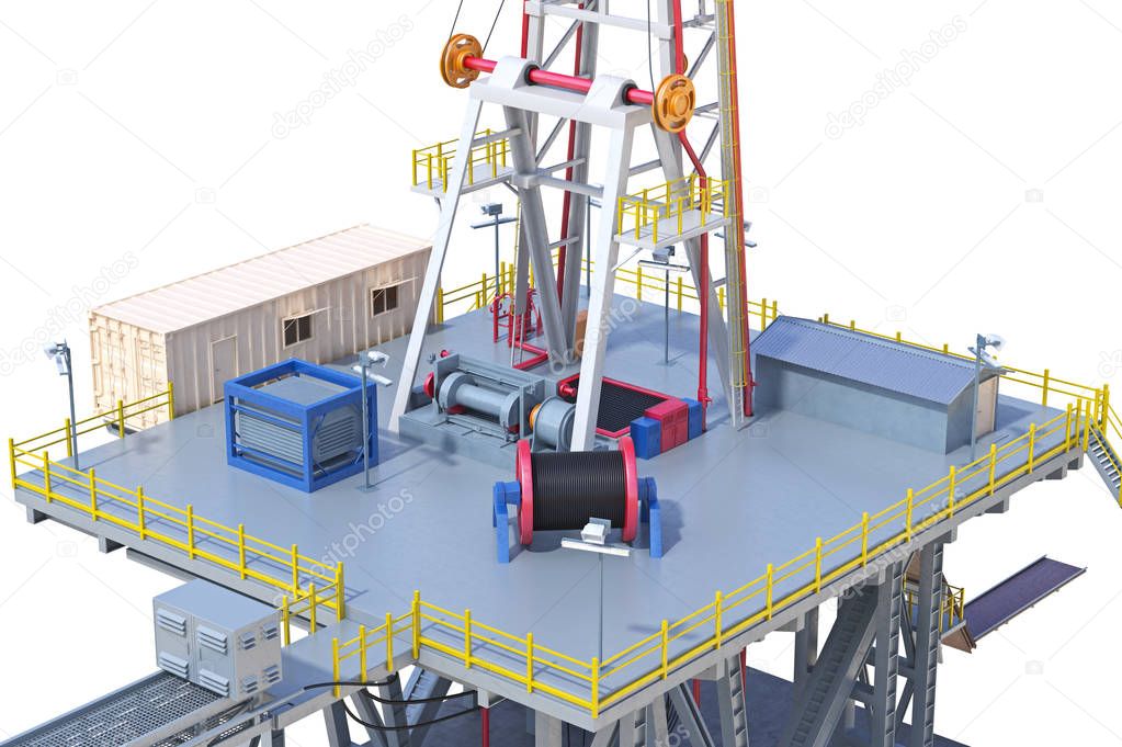 Rig drilling well, close view