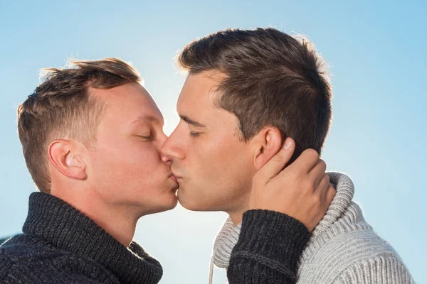 Гей-пара целует друг друга Стоковое Изображение