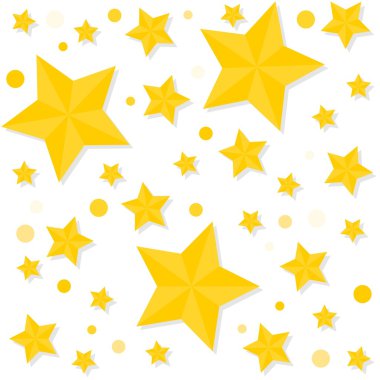 parlak küçük orta büyük öğeleri beyaz arka plan vektör seamless modeli üzerinde parlak altın yıldız