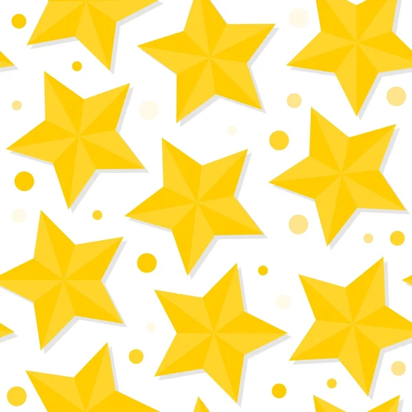 Bright golden stars on white background vector seamless pattern — Stock Vector