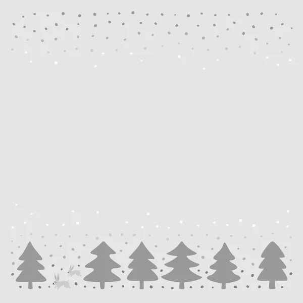 Králíci v lese divoký život zvířat kreslený styl sezónní zimní kartu plakát na světlo šedé pozadí — Stockový vektor