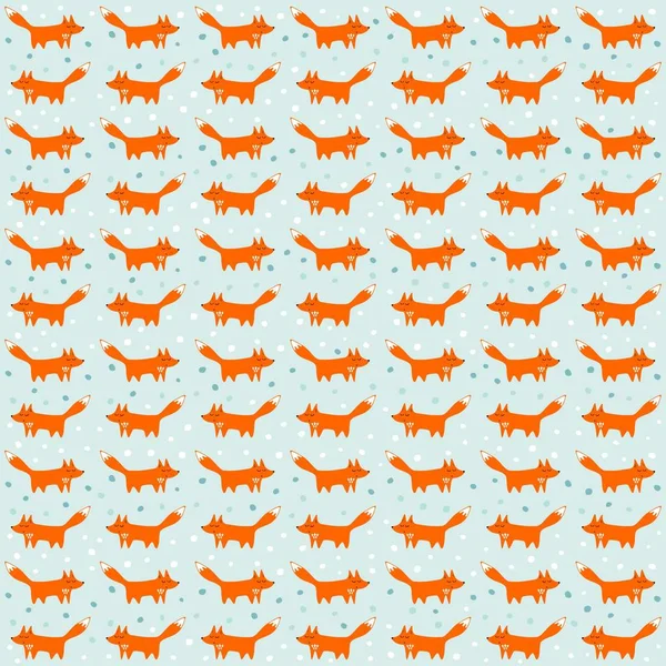 キツネ野生生物動物漫画スタイル季節のパステル ミント シームレス パターン × 光の背景に — ストックベクタ