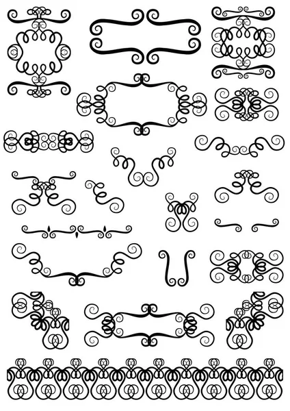 Колекція мальованих старовинних вихрових прикрас та елементів для запрошень та прикрас сторінок. Векторні ілюстрації . — стоковий вектор