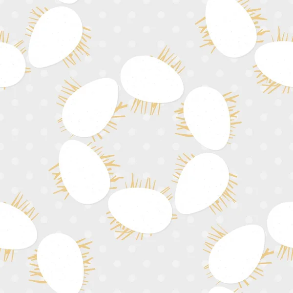 Messy white egg wreaths on hay seamless pattern — Stock Vector