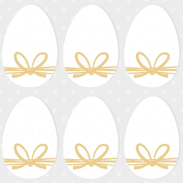 Weiße Eier mit Bändern aus Bast, nahtlose Ostermuster — Stockvektor