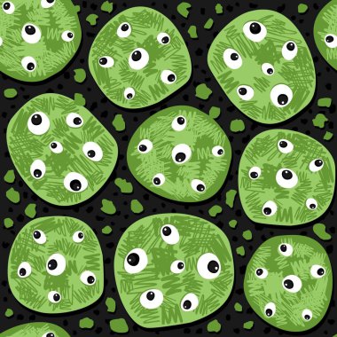 yeşil canavar çerezler ile dağınık mevsimlik Cadılar Bayramı seamless modeli 