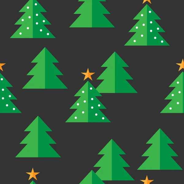 Weihnachtsbaum Wald Flache Geometrische Elemente Isoliert Auf Dunklem Hintergrund Winter — Stockvektor