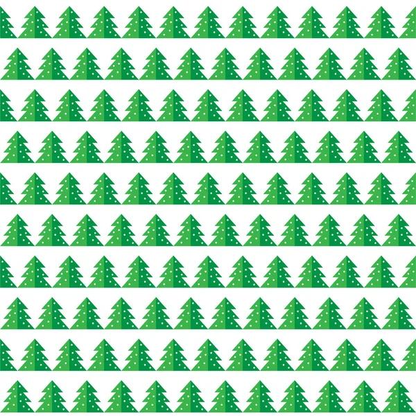 Kerstboom Bos Platte Geometrische Rijen Van Dennenbomen Geïsoleerd Witte Achtergrond — Stockvector